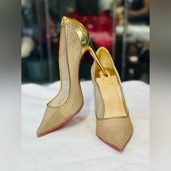 Gold Christian Louboutin Pumps - Picture 1 of 11